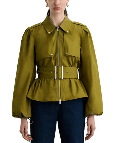Toccin Brighton Belted Zip-up Cotton Jacket In Green