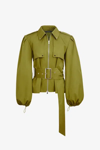 Toccin Brighton Belted Zip-front Jacket In Brown