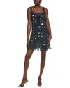 Toccin Brinkley Mirror Laced-up Fringe Mini Dress In Blue