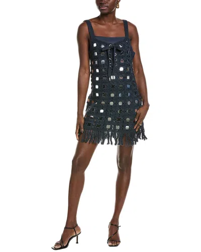 TOCCIN TOCCIN BRINKLEY MIRROR LACED-UP FRINGE MINI DRESS