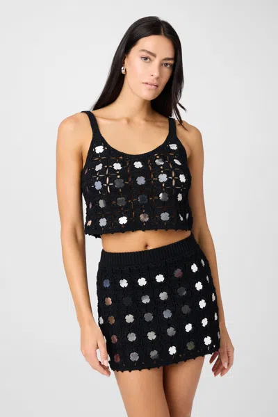 Toccin Bristol Crochet Mirror Tank In Black