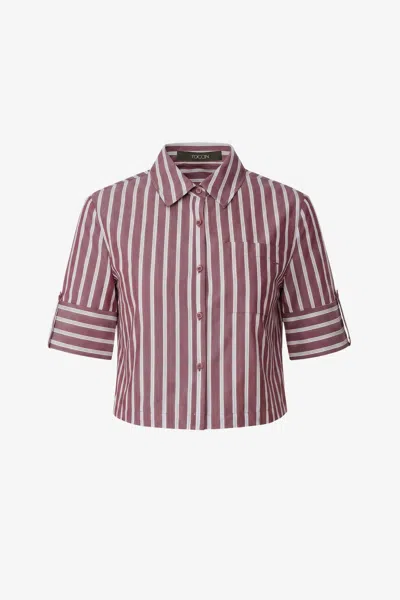 Toccin Brooks Cropped Button Down In Burgundy