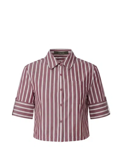 Toccin Brooks Cotton Stretch Cropped Shirt In Multi