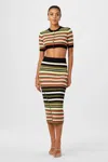Toccin Cadence Faux Wrap Striped Knit Skirt In Black