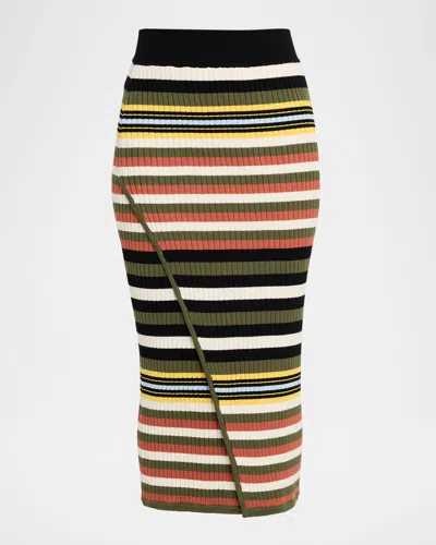 Toccin Cadence Faux Wrap Striped Knit Skirt In Multi