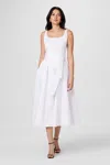 Toccin Cady Corset Tie Front Midi Dress In White