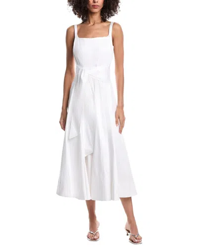 Toccin Cady Tie Front Corset Midi Dress In White