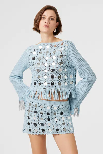Toccin Camilla Crochet Mirror Top In Blue