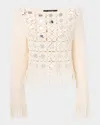 Toccin Camilla Mirror Long Sleeve Fringe Top In Ivory