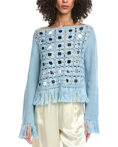 Toccin Camilla Crochet Mirror Top In Blue