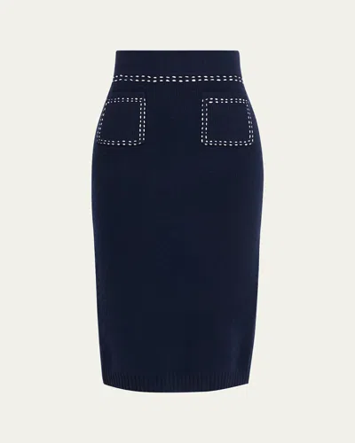 Toccin Carla Knit Midi Skirt In Blue