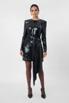 Toccin Carlotta Sash Sequin Mini Dress In Black