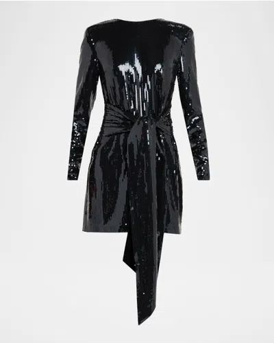 Toccin Carlotta Sequined Sash Mini Dress In Black