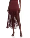 Toccin Carlyle Fringe Midi Skirt In Brown