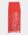 Toccin Carlyle Fringe-trim Mini Skirt In Red