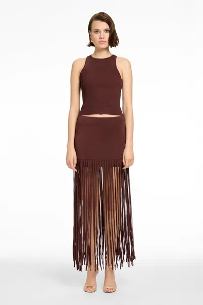 Toccin Carlyle Short Skirt With Fringe In Brown