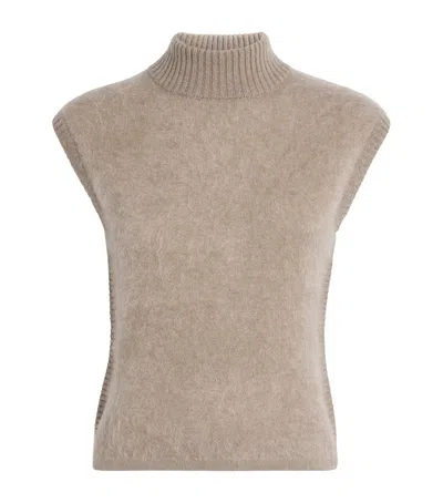 Toccin Sabina Mock Neck Cashmere Sweater Tank In Brown