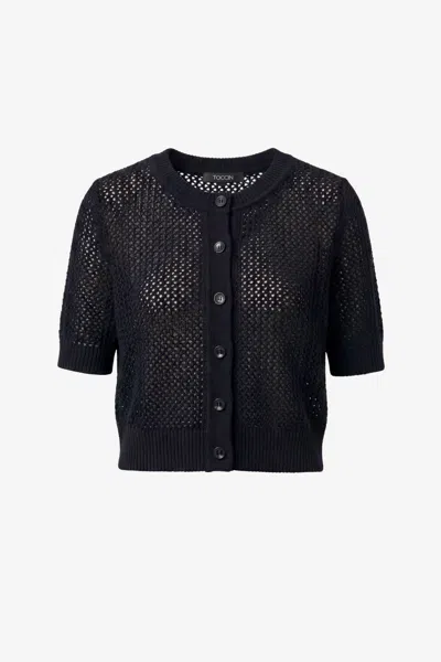Toccin Cassie Short Sleeve Cardigan In Black