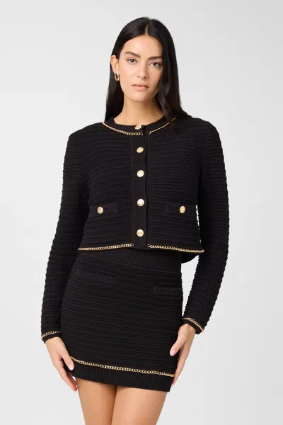 Toccin Cecilia Crop Knit Jacket In Black