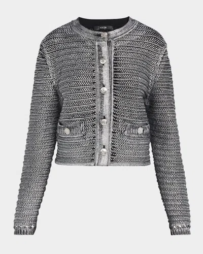 Toccin Cecilia Textured Cotton Metallic Knit Jacket In Black