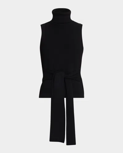 Toccin Celeste Sleeveless Turtleneck Top In Jet