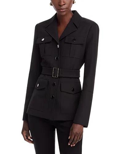 Toccin Charlie Belted Wool Safari Blazer In Black