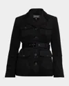 Toccin Charlie Belted Wool Safari Blazer In Black
