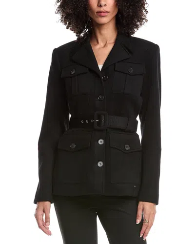Toccin Charlie Safari Wool Belted Jacket In Black