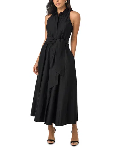 Toccin Chelsea Sleeveless Tie-front Midi Shirt Dress In Black