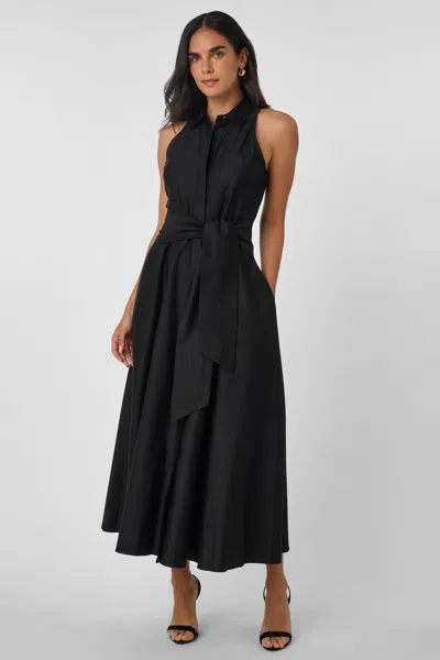 Toccin Chelsea Sleeveless Tie-front Midi Shirt Dress In Black
