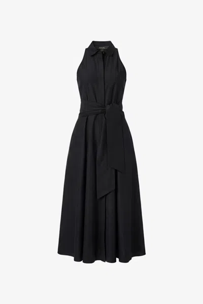 Toccin Chelsea Sleeveless Tie-front Midi Shirt Dress In Black