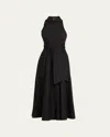 Toccin Chelsea Sleeveless Tie-front Midi Shirtdress In Jet