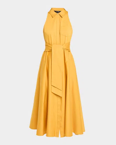 Toccin Chelsea Sleeveless Tie-front Midi Shirtdress In Yellow