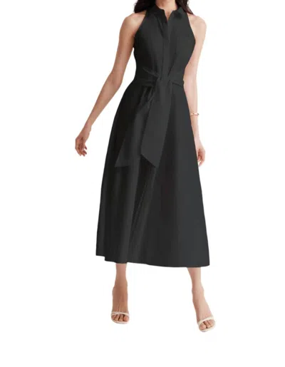 Toccin Chelsea Sleeveless Tie-front Midi Shirt Dress In Black