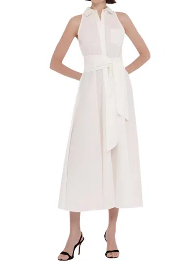Toccin Chelsea Tie-front Midi Shirt Dress In Optic White