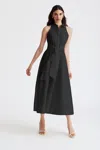 Toccin Chelsea Sleeveless Tie-front Midi Shirtdress In Black