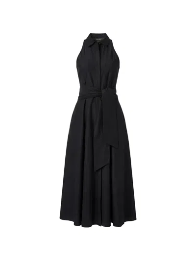 Toccin Chelsea Sleeveless Tie-front Midi Shirt Dress In Black