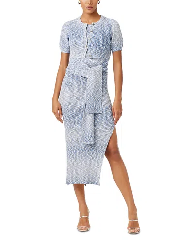 Toccin Christy Cropped Marled Knit Cardigan In Blue