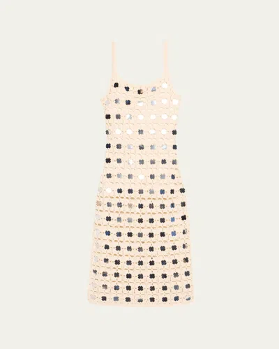Toccin Clementine Crochet Mirror Tank Midi Dress In Neutral