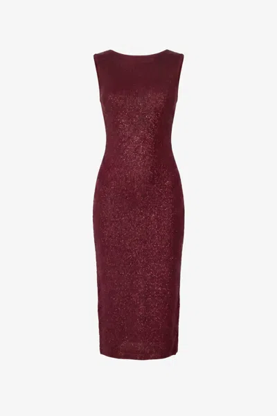 Toccin Cleo Low Back Midi Dress In Oxblood