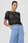 Toccin Coco Boat Neck Top In Black