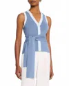 Toccin Collins Sleeveless Button-front Top In Stice In Blue