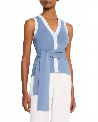 Toccin Collins Sleeveless Button-front Top In Stice In Blue