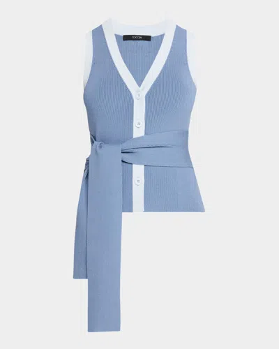 Toccin Collins Sleeveless Button-front Top In Blue