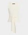 Toccin Collins Sleeveless Knit Tie-front Vest In White