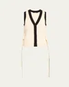Toccin Collins Sleeveless Tie-front Vest In Ivory Jet In Ivojt
