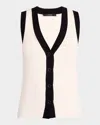 Toccin Collins Sleeveless Tie-front Vest In Ivory Jet In Ivojt