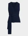 Toccin Collins Sleeveless Knit Tie-front Vest In Navy