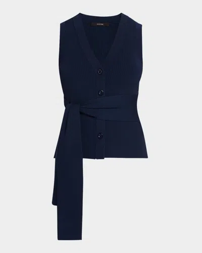 Toccin Collins Sleeveless Knit Tie-front Vest In Navy