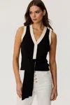 Toccin Collins Sleeveless Tie-front Top In Black